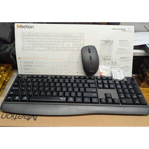 Meetion Wireless Keyboard Mouse Combo Bluetooth C7100G 2.4GHz Black Easy Connect